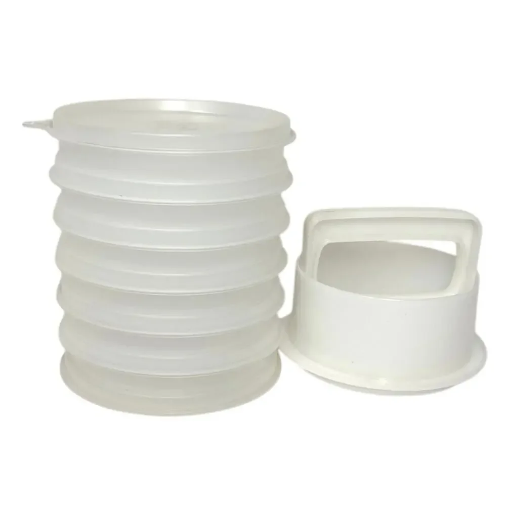 Vintage Tupperware Burger Patty 6 Keepers Press Ring And Lid 9 Pc Set
